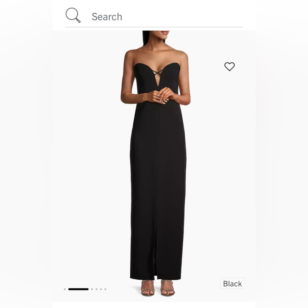 Liv Foster Black Strapless Evening Gown